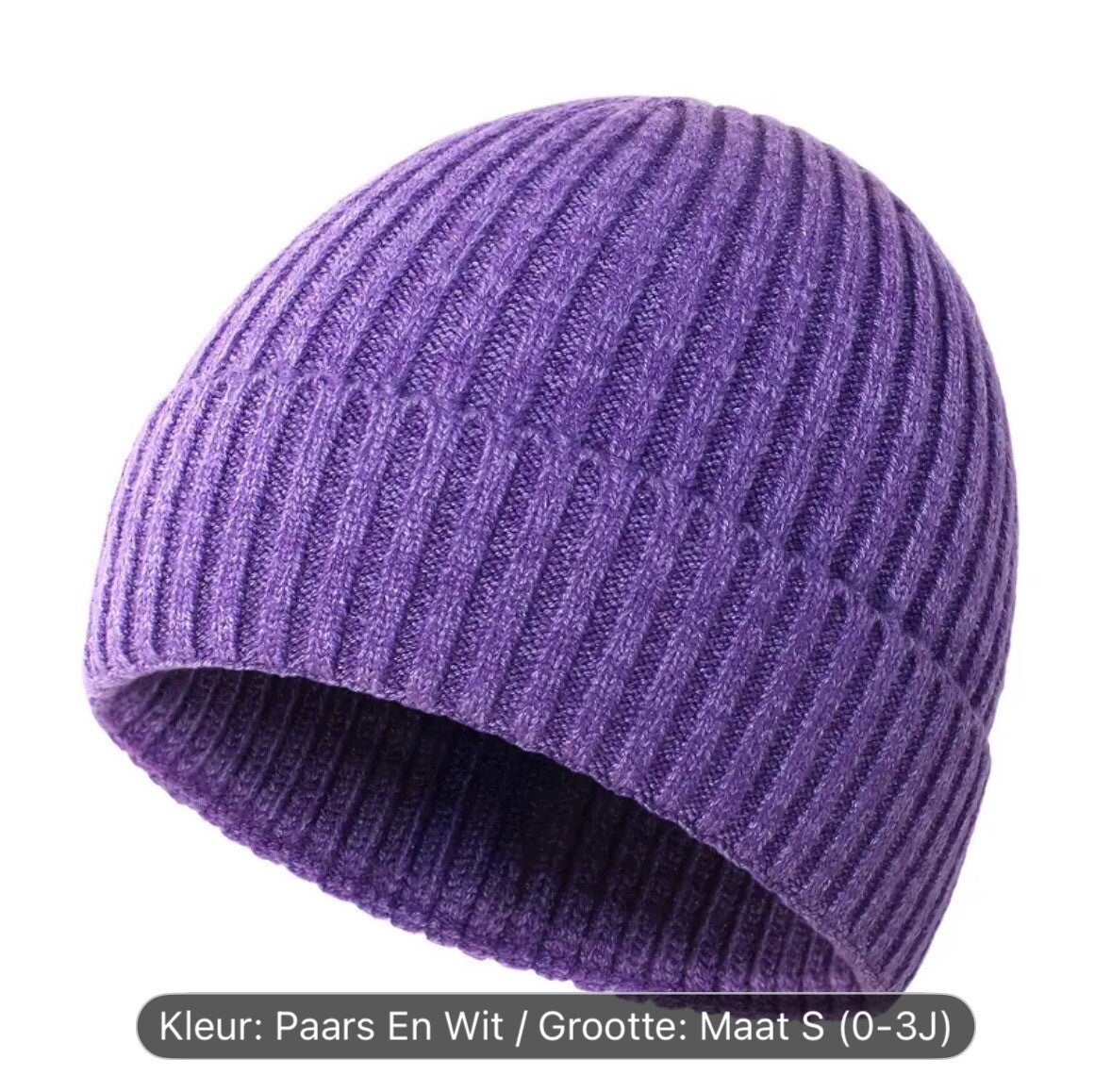 kinder winter muts paars maat s (0-3) jaar