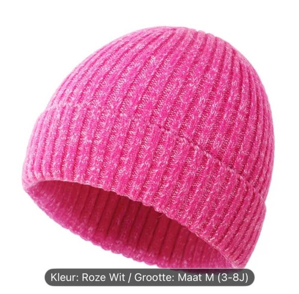 kinder winter muts roze maat m (3-8) jaar