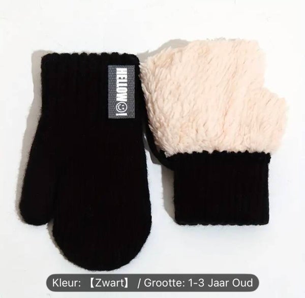 kinder winter wanten zwart 1-3 jaar