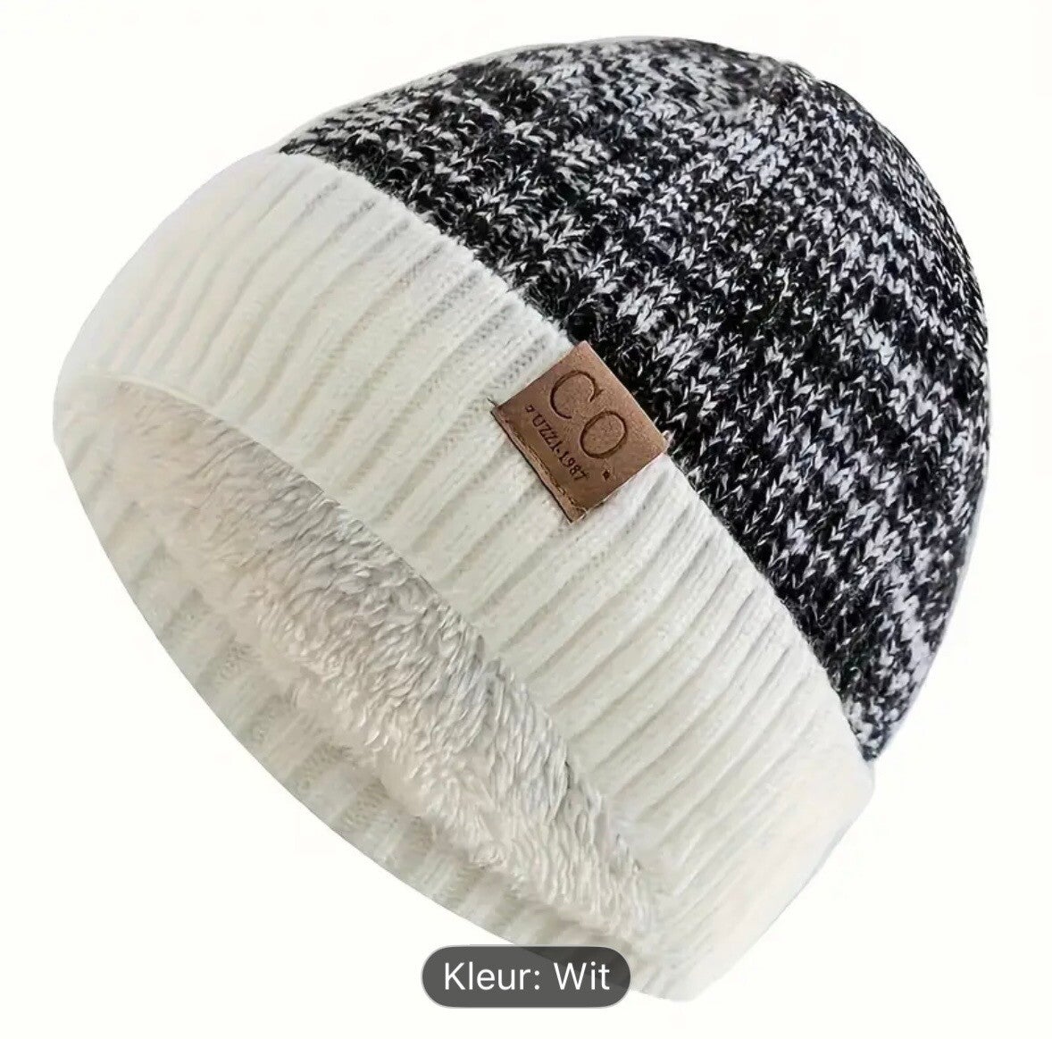 fleece gevoerde heren muts zwart/wit merk: CO