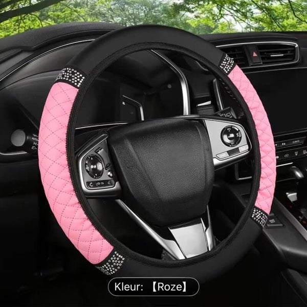auto stuurhoes kleur roze met strass
