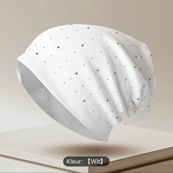 dames muts met strass kleur wit Maat: OneSize