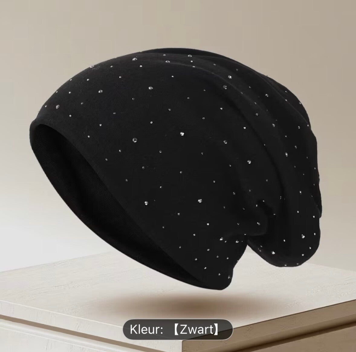 dames muts met strass kleur zwart Maat: OneSize