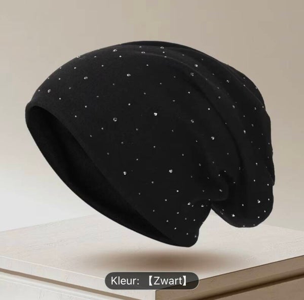 dames muts met strass kleur zwart Maat: OneSize