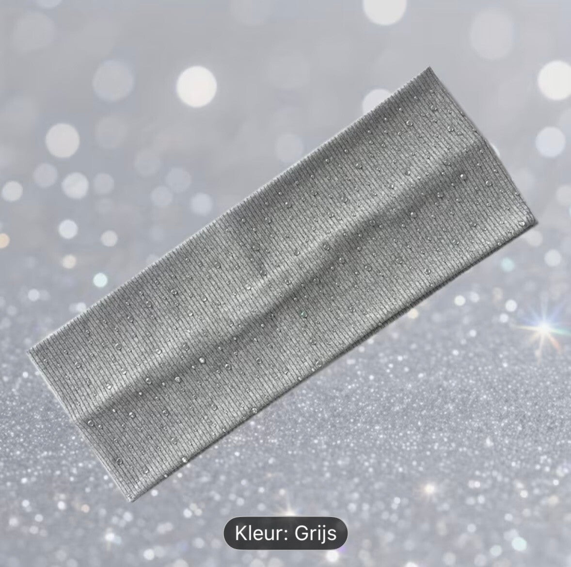 1 stuk YUSHI -Slip Effen Kleur Elastische Zweetband met Brede Band & Glitter maat: OneSize Kleur: Grijs