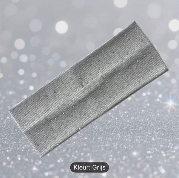 1 stuk YUSHI -Slip Effen Kleur Elastische Zweetband met Brede Band & Glitter maat: OneSize Kleur: Grijs