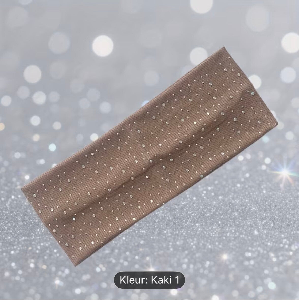 1 stuk YUSHI -Slip Effen Kleur Elastische Zweetband met Brede Band & Glitter Maat: OneSize Kleur: Khaki