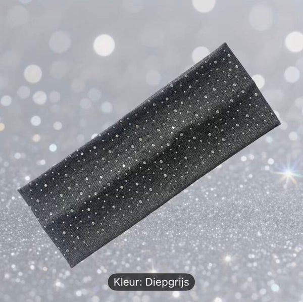 1 stuk YUSHI -Slip Effen Kleur Elastische Zweetband met Brede Band & Glitter Maat: OneSize Kleur: Diepgijs