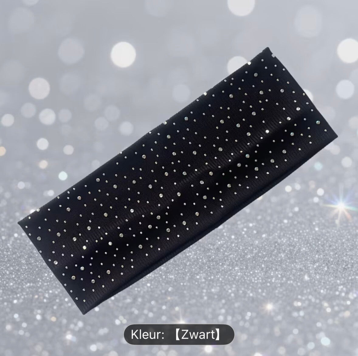 1 stuk YUSHI -Slip Effen Kleur Elastische Zweetband met Brede Band & Glitter Maat: OneSize kleur: Zwart