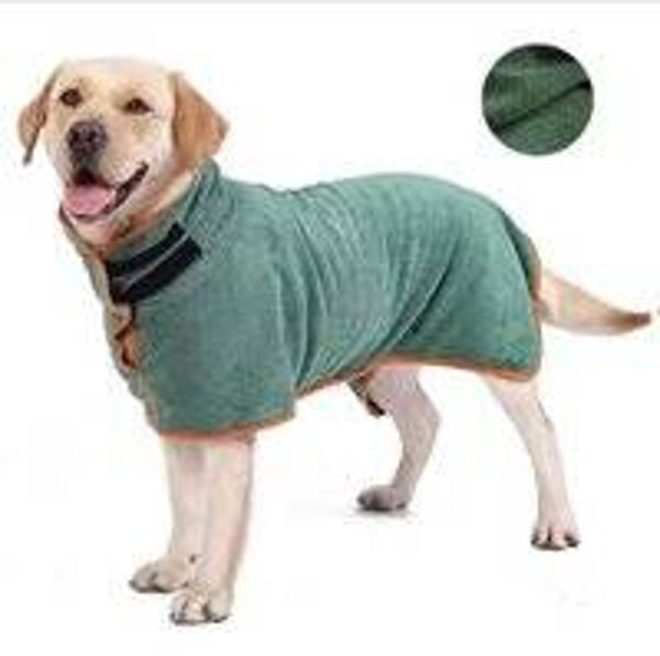 Hondenbadjas -Goed absorberend - Groen - Badjas - Maat M 66cm x H 34 cm x B Nek 30 cm - Hond