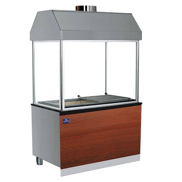 Kolgrill 1800 mm med utsug på skåp och kollåda