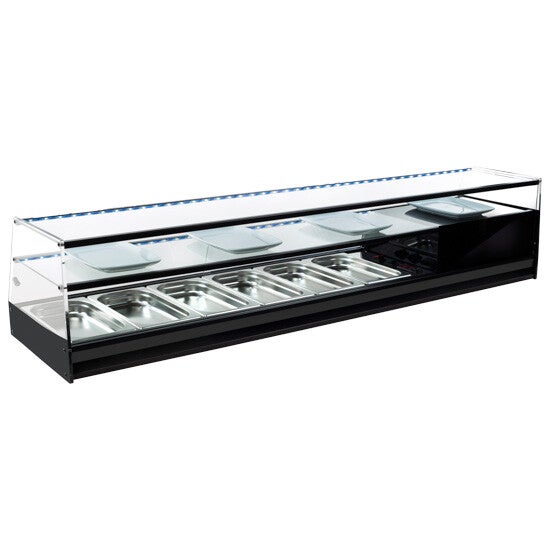 Tapas kylmonter med rak glasfront och 1 glashylla, plats för 6 × GN 1/3 h = 40 mm