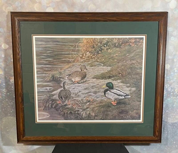 Sharon Manka – “Mallards at the Water’s Edge” – Limited Edition Print, Framed (175/980, 28” x  22”)