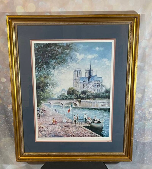 Chiu Tak Hak – “Notre Dame on the Seine” – Limited Edition Lithograph, Framed (278/1950, 31” x  25”)