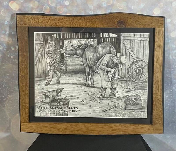 Joseph R. Vick – “Mule Skinner Blues” – Signed Limited Edition Drawing (2007, 15/15), Custom Wood Frame (12” x  16”)