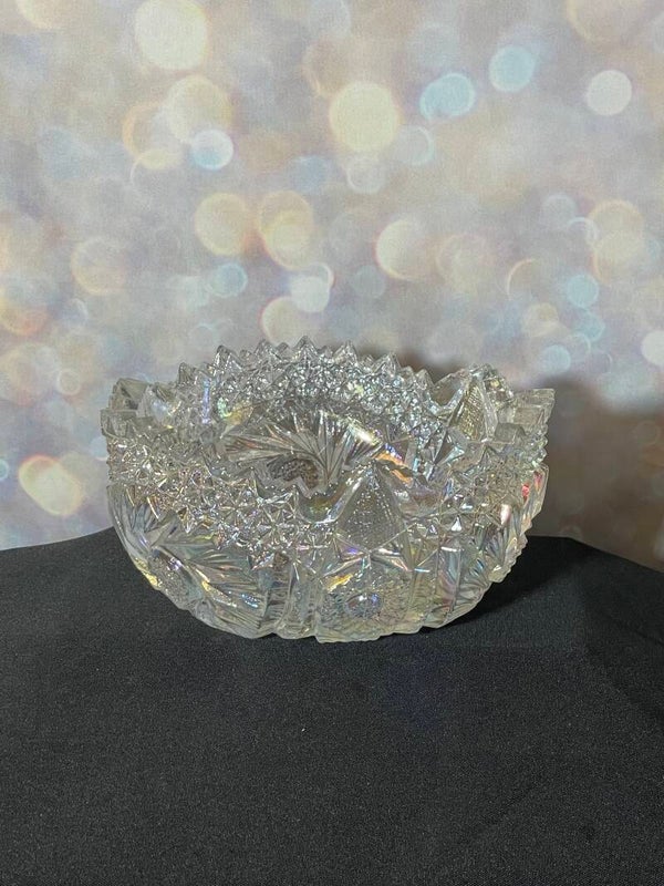 L. E. Smith Carnival Glass “Comet and Star” Iridescent Bowl