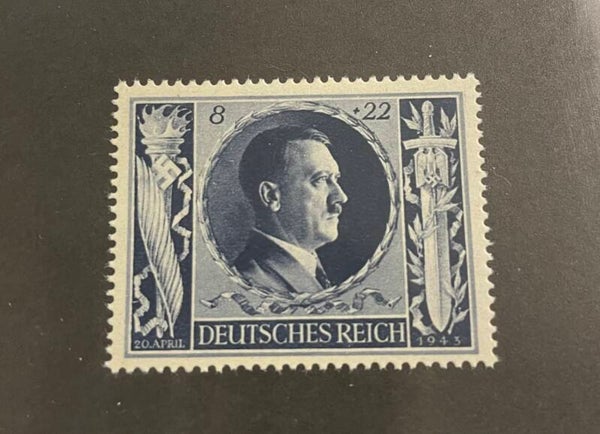 Deutsches Reich – 1943 Commemorative Hitler Birthday Stamp (8+22 Pfennig, Blue, 20 April Issue)