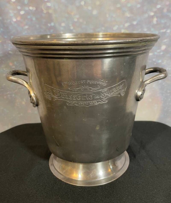 Vintage French Silverplate Champagne Bucket – La Brasserie du Square (Mid-20th Century)