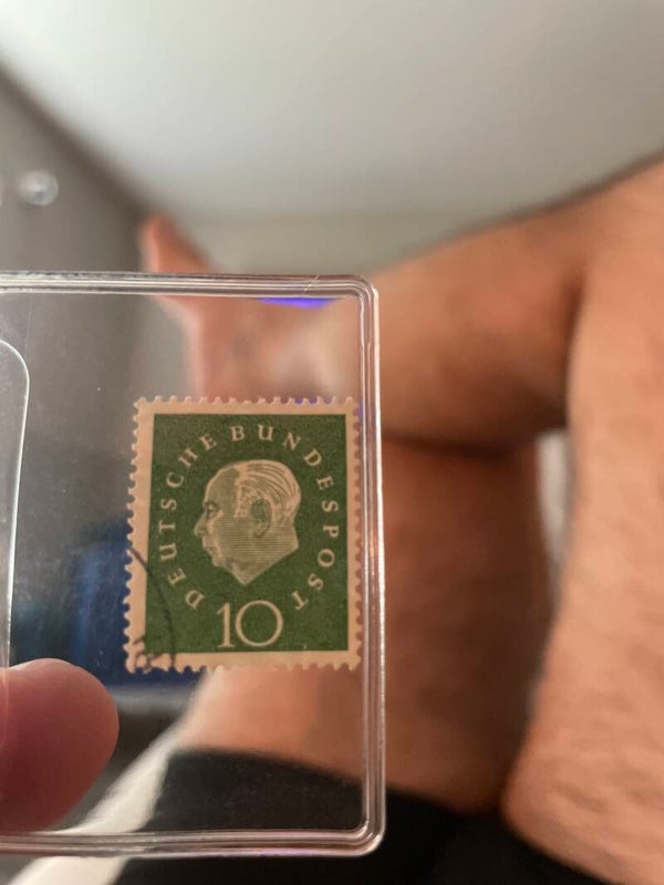 Vintage Deutsche Bundespost 10 Pfennig Theodor Heuss Stamp