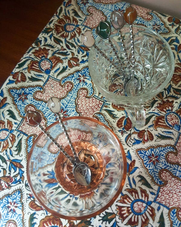 Vintage Edelstenen Lepeltjes (set van 6)
