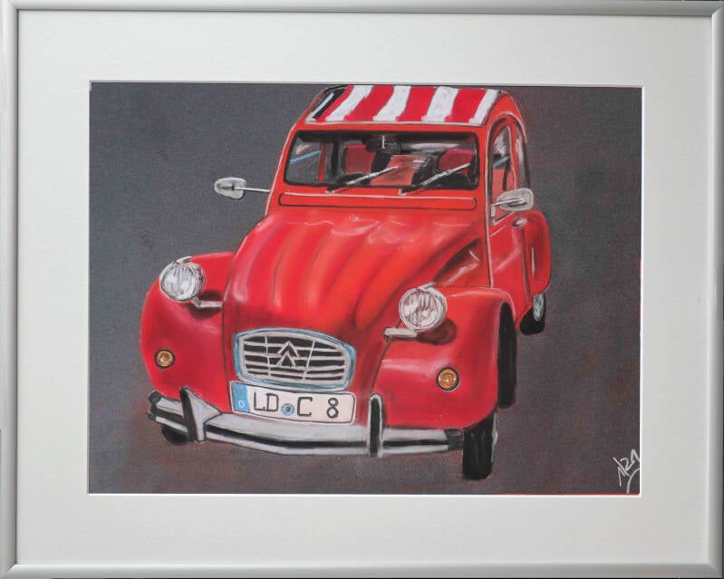 Pastellbild Ente 2 CV