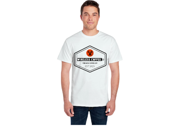 Wirelsss -tee shirt sale {buy a shirt] and get 10 packs of coffee with it.