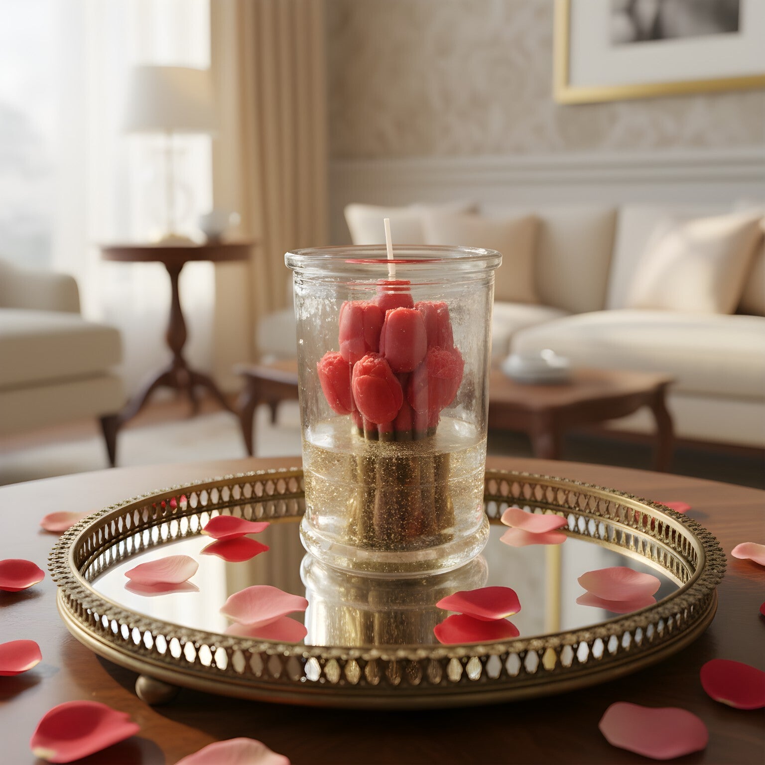 Kerzen-Blumenstrauß im Glas