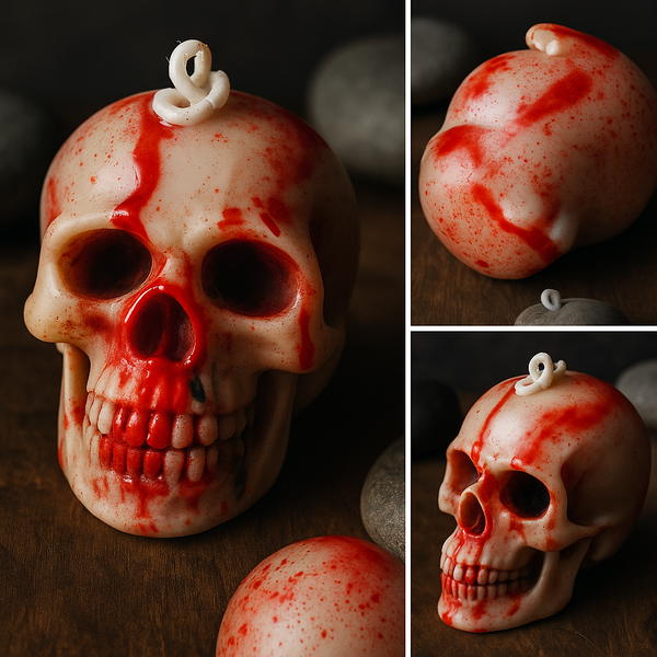 Bougie décorative crâne ensanglanté – Es’Kapade