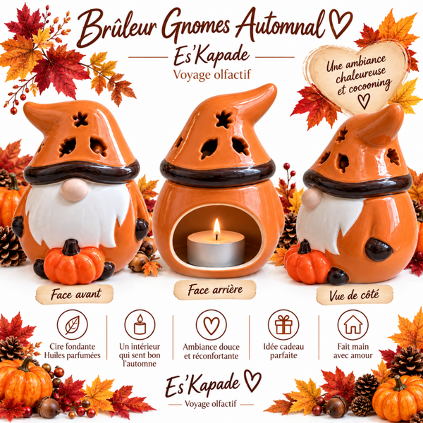 Brûleur Gnome Automnal – Brûle-parfum pour Fondants & Huiles Parfumées