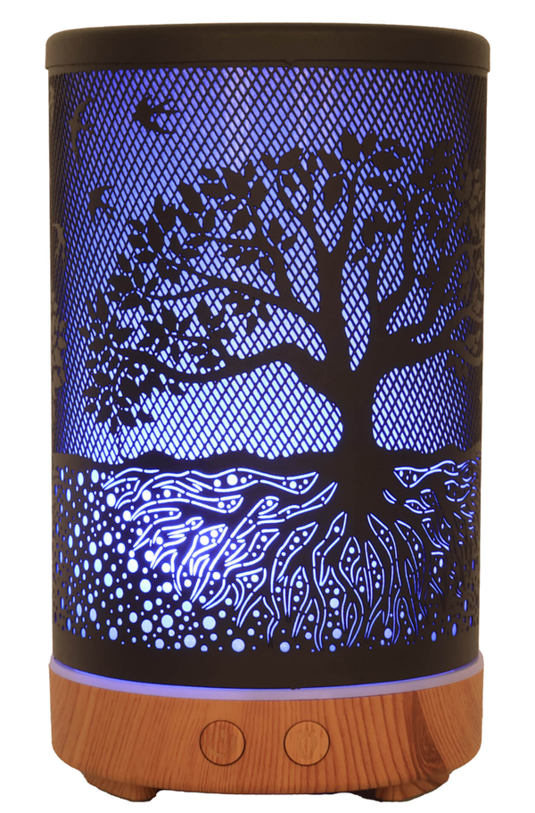 🌳✨ Diffuseur d’Huiles Essentielles Arbre de Vie – Cylindre Élégant | 100 mL 💧🌈