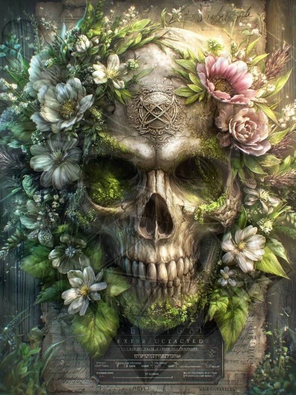Skull on Flowers