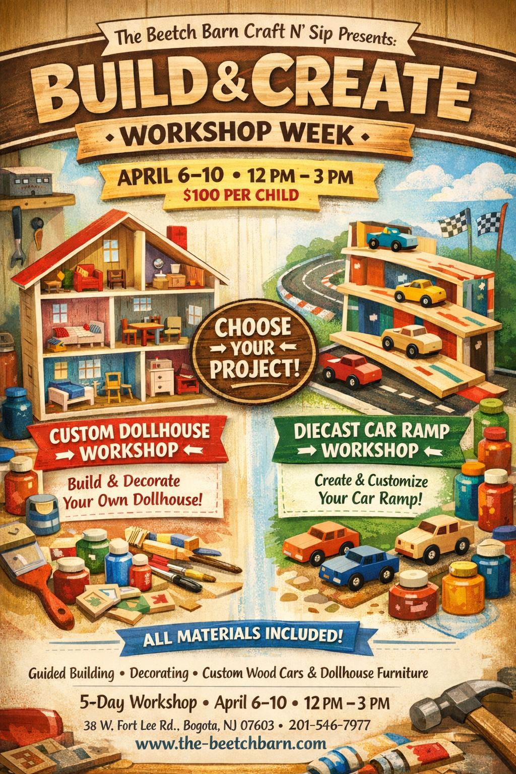 April 6-10 Custom Dollhouse or Diecast Car Ramp Workshop