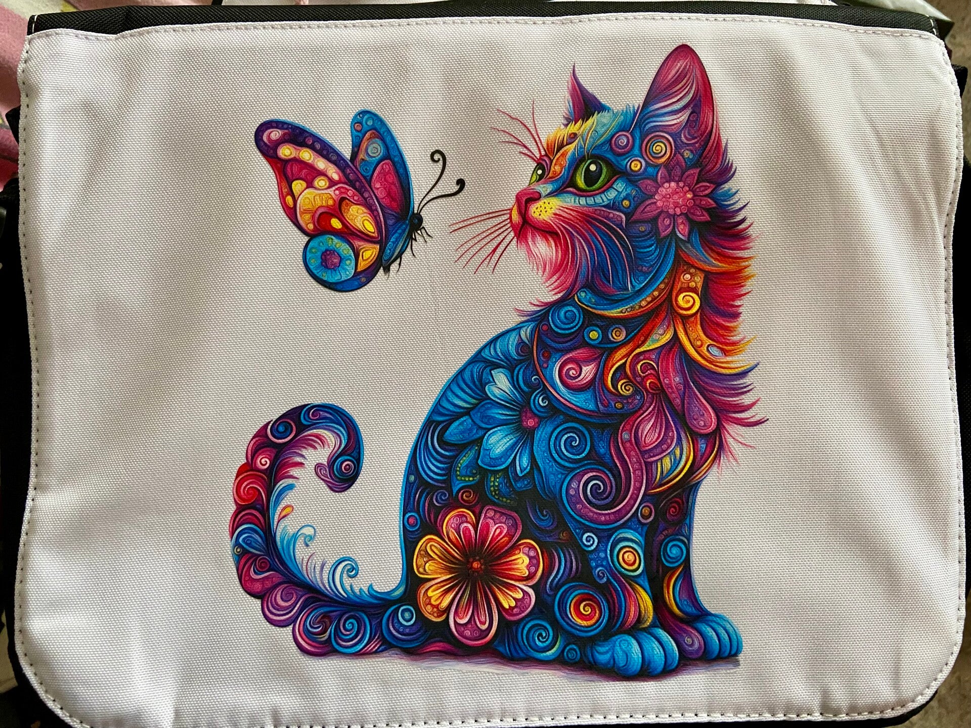 Cat and butterfly crossbody bag