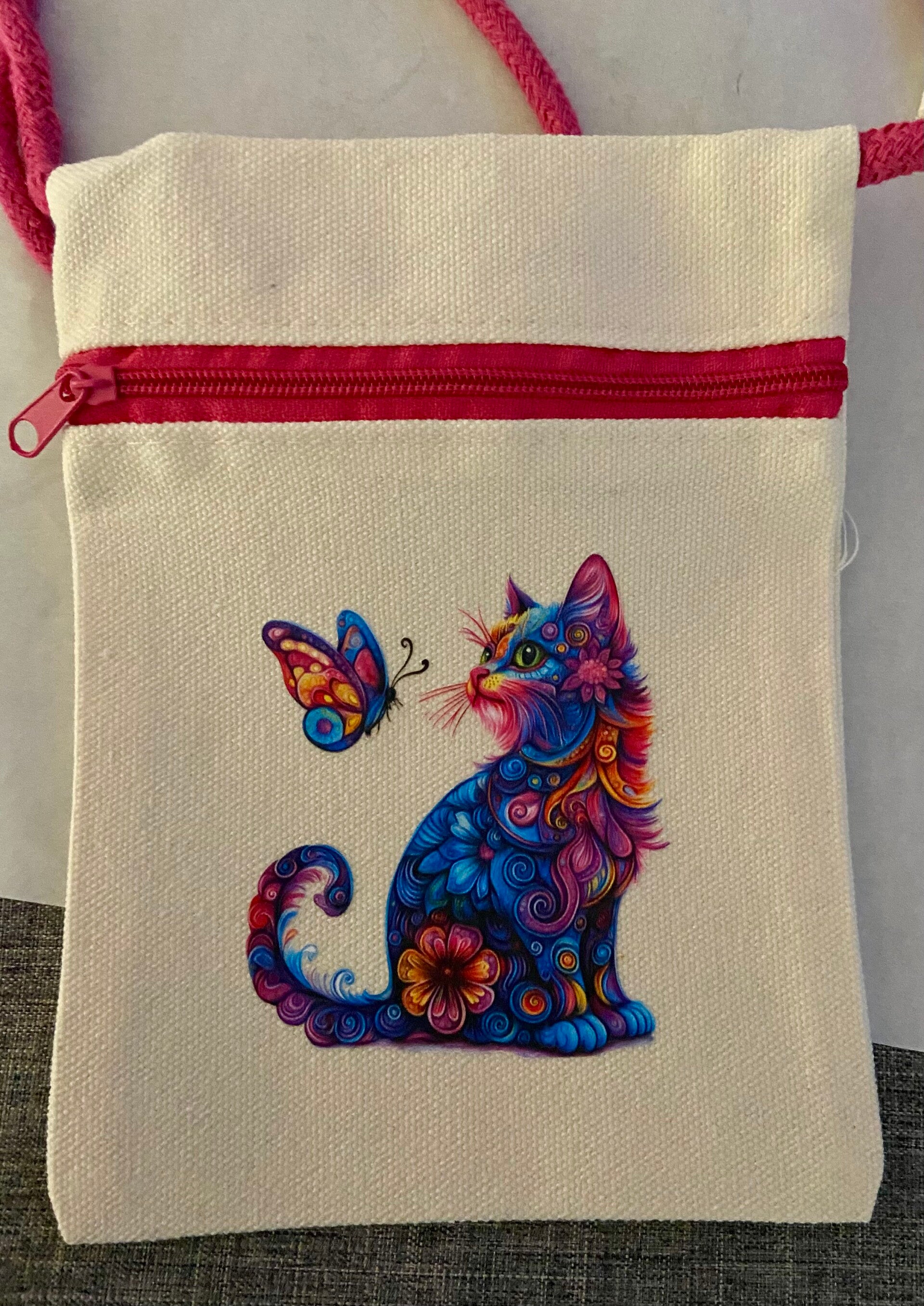 Cat and butterfly crossbody bag