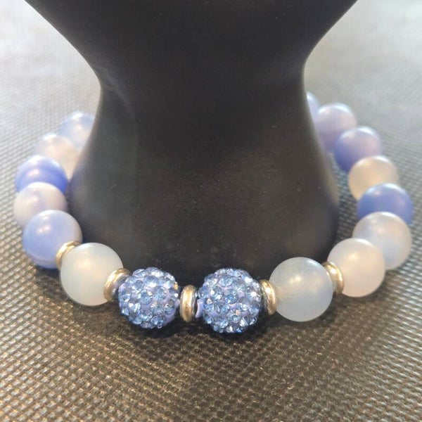 Blue Frost Crystal Beaded Bracelet