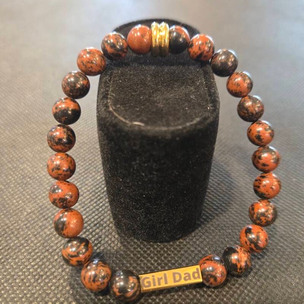 Mahogany Obsidian ‘Girl Dad’ Bracelet