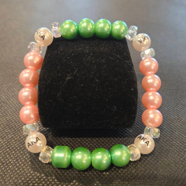 AKA Sorority Pearl Bead Bracelet
