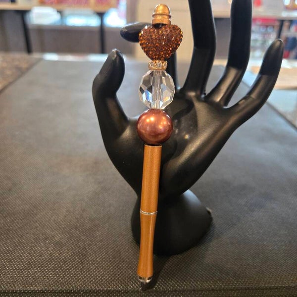 Bronze Sparkle Heart Pen