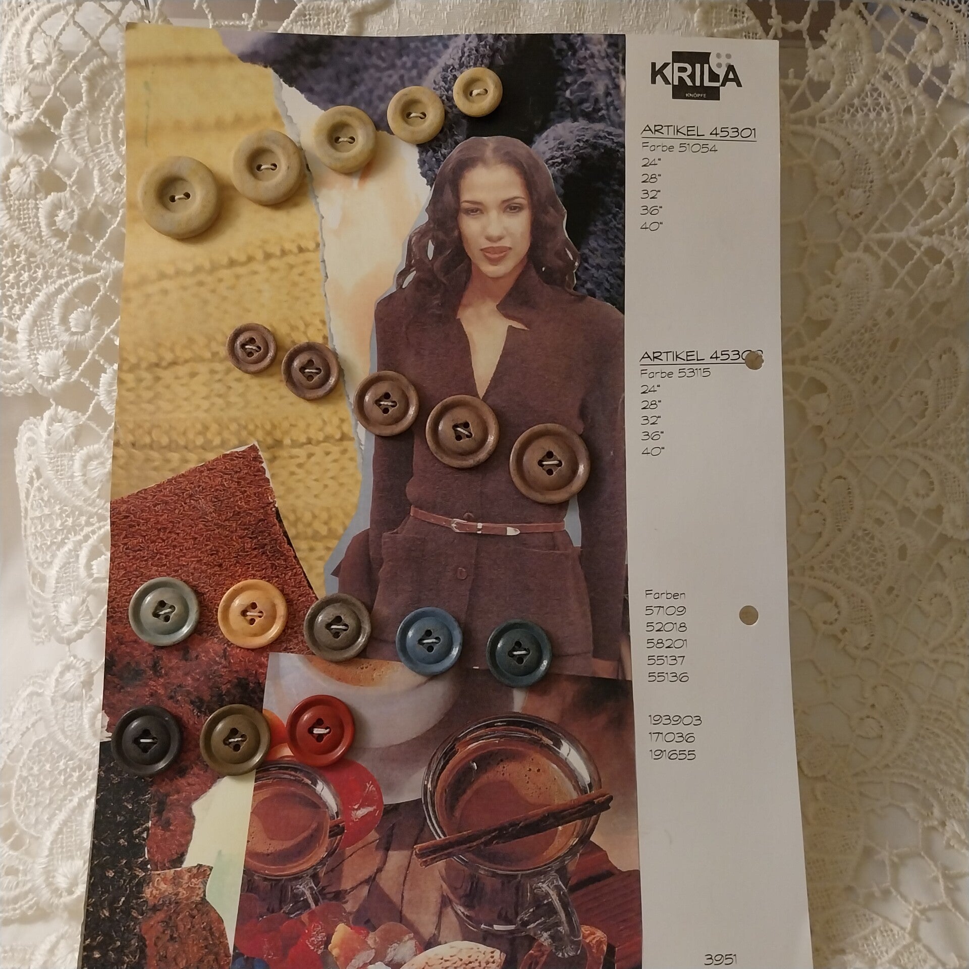 Vintage Vertreterkarte Knöpfe Knopfkarte Modellkarte Design