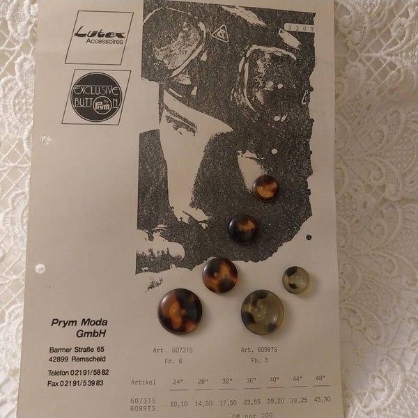 Vintage Vertreterkarte Knöpfe Knopfkarte Modellkarte PrymModa