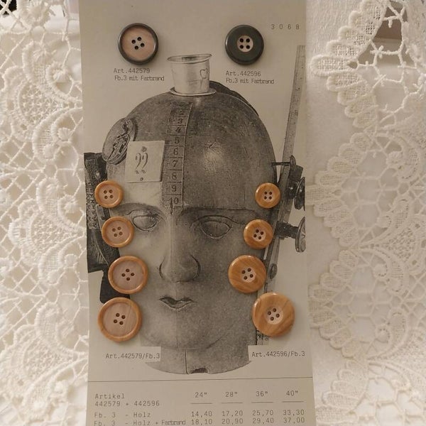 Vintage Knopfkarte Vertreterkarte Prym Moda/Holz