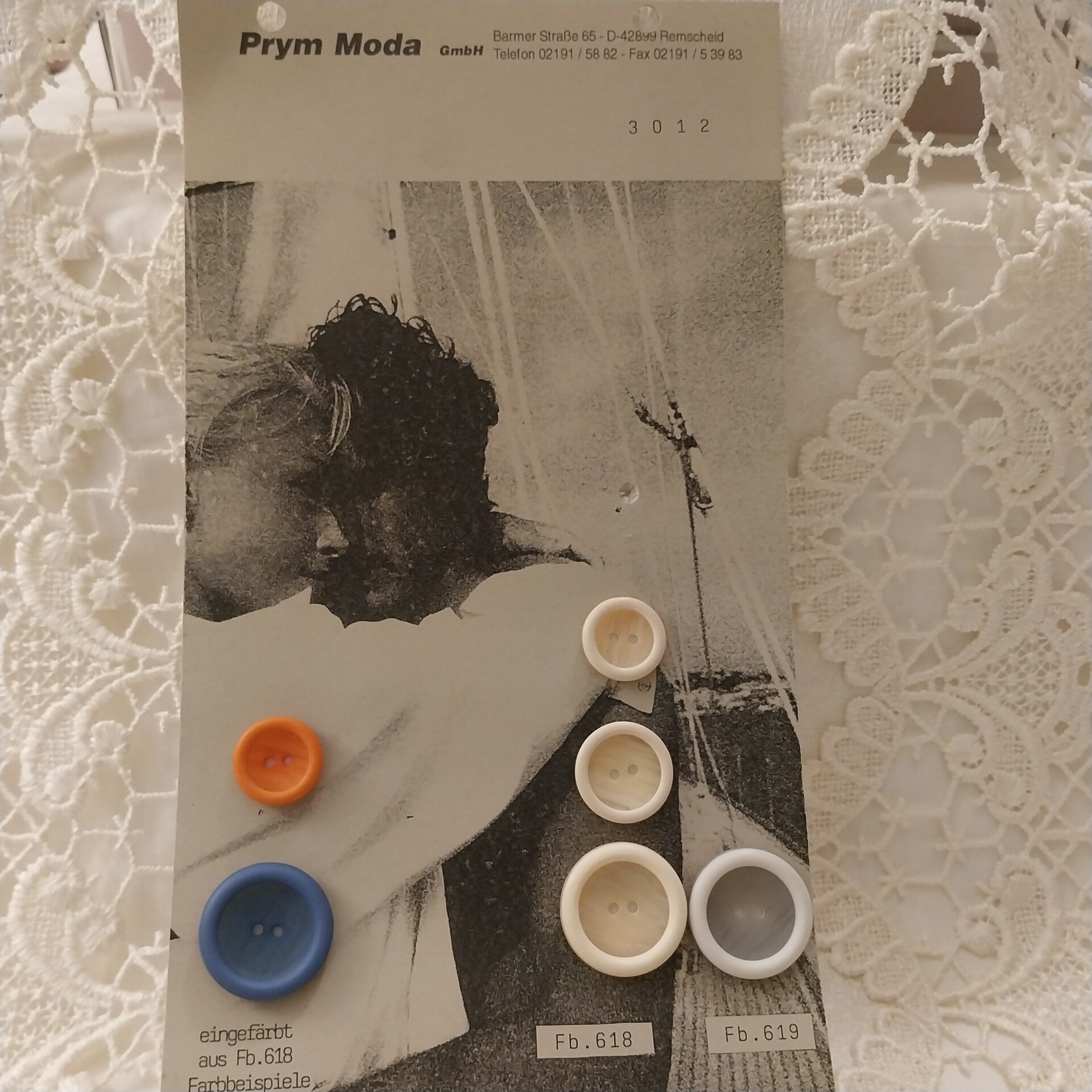 Vintage Vertreterkarte Knöpfe Knopfkarte Modellkarte Designerknopf