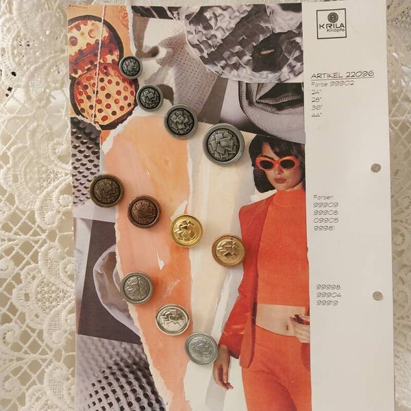 Vintage Vertreterkarte Knöpfe Knopfkarte Modellkarte Design