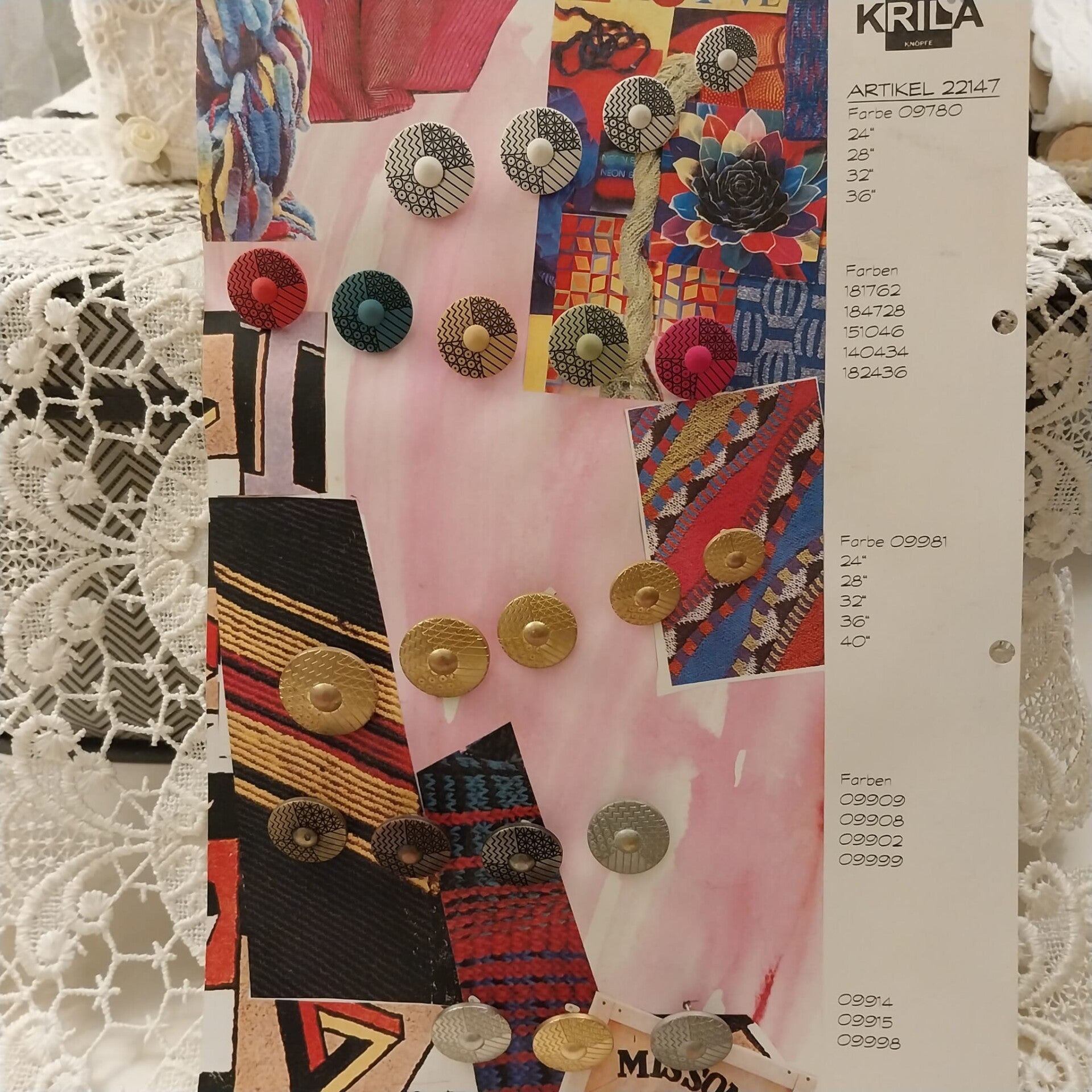 Vintage Vertreterkarte Knöpfe Knopfkarte Modellkarte