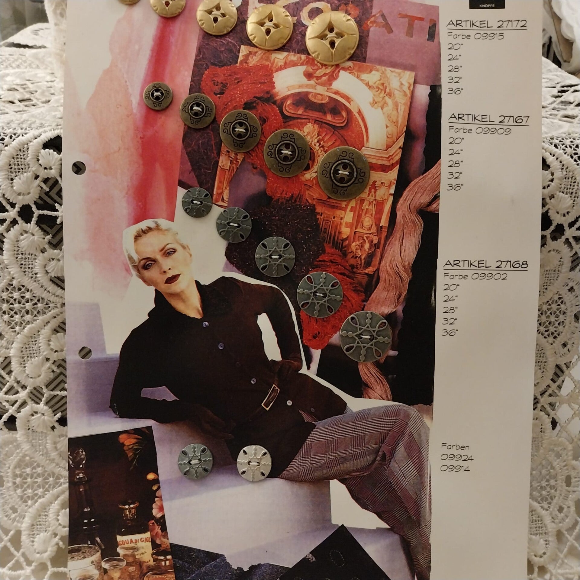 Vintage Vertreterkarte Knöpfe Knopfkarte Modellkarte