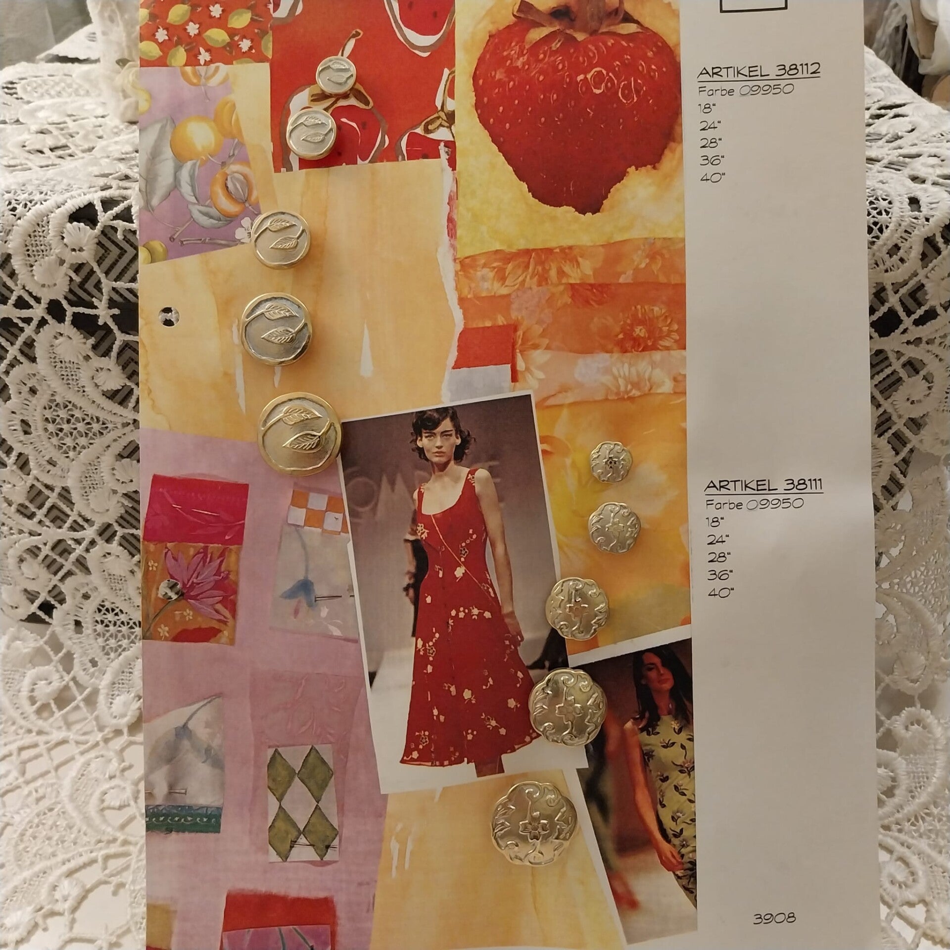 Vintage Vertreterkarte Knöpfe Knopfkarte Modellkarte