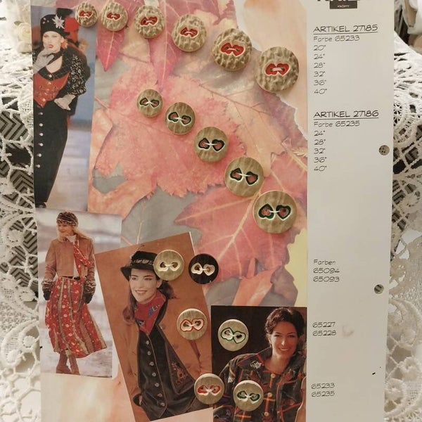 Vintage Trachtenknöpfe Vertreterkarte Knöpfe Knopfkarte Modellkarte