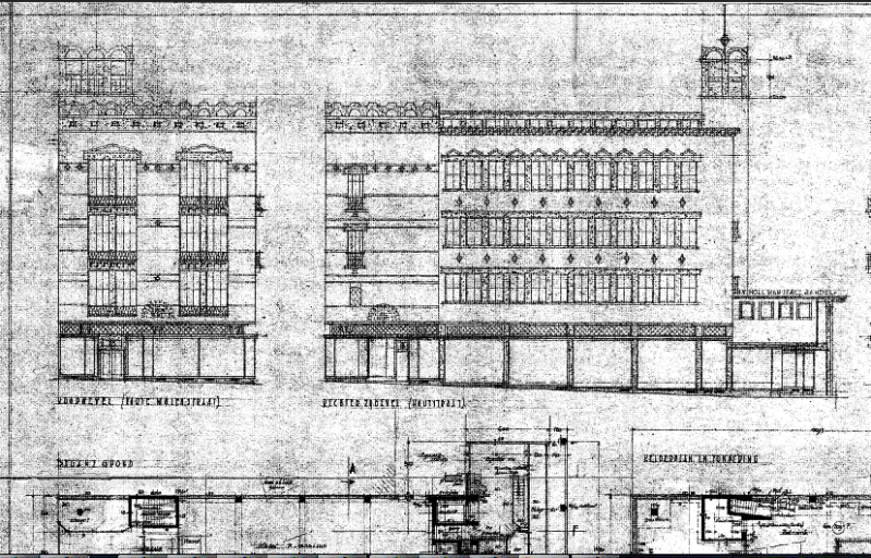 Plattegrond bestektekening supermarkt utiliteit blauwdruk originele bouwtekening digitaliseren