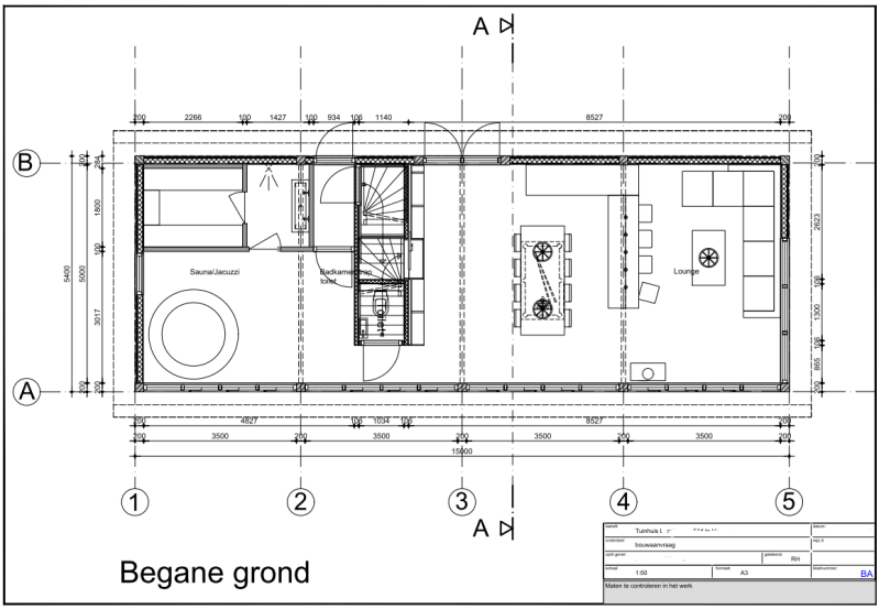 Plattegrond bestektekening mancave living ontwerp voorhout bouwtekening duin en bollenstreek bouwkosten mancave bouw buitenruimte kelder afzinkelder 