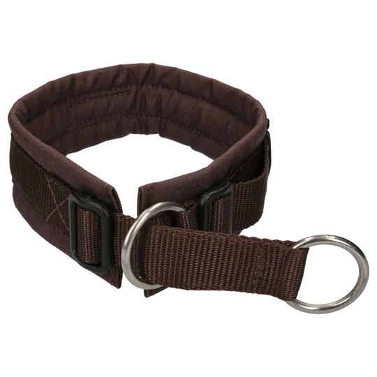 Annyx honden halsband gewatteerd met halfslip sluiting bruin